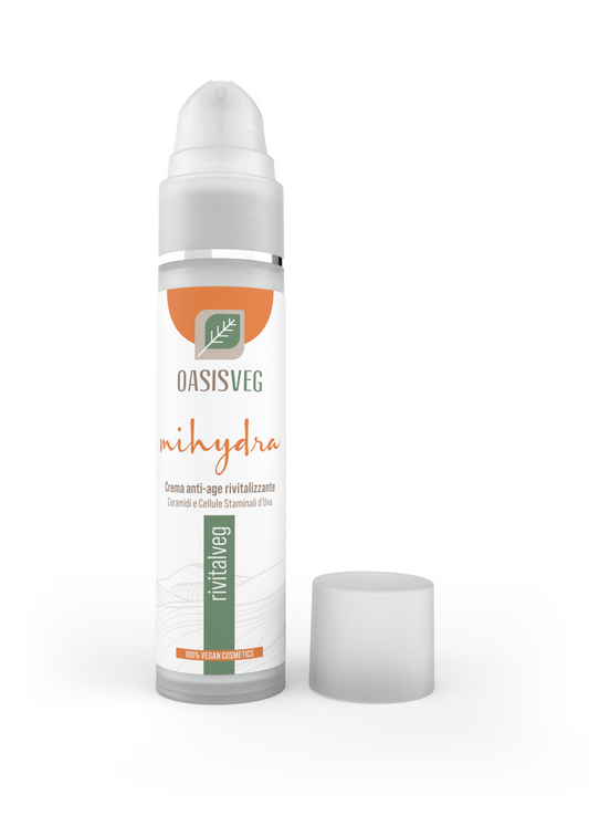 Crema antiedad vegana: Crema facial antiedad vegana con ceramidas, ácido hialurónico y células madre de uva. 50 ml, made in Italy. Ayuda a suavizar… · Oasisveg cosmética vegana.